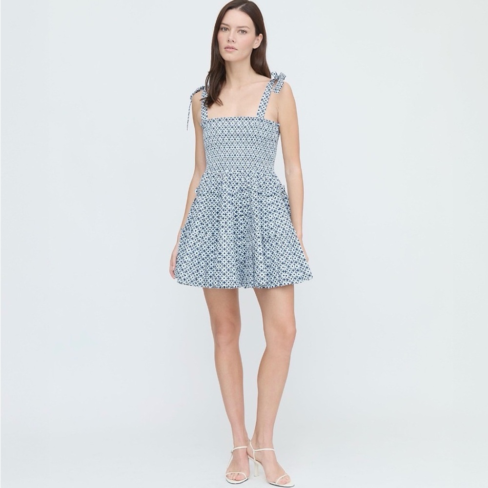 Hill House Home Ribbon Charlotte Nap Dress NWT- Navy Lattice- XS